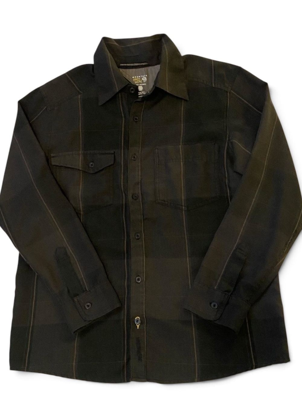 Mountain Hardwear Flannel Men’s Medium Gray Plaid LS Shirt Jacket Shacket $110